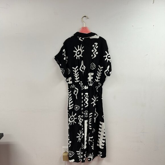 Abstract Print Button Down Midi Dress - WK9319 - Picture 2 of 2